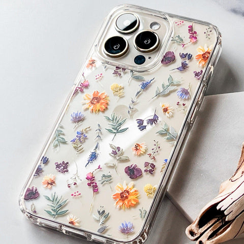 Aesthetic Sunflowers & Wild Flower Phone Case For iPhone 13 Pro Max 12 Mini 11 XR XS 7 8 Plus SE 2022  Watercolor Spring Floral Design Feat