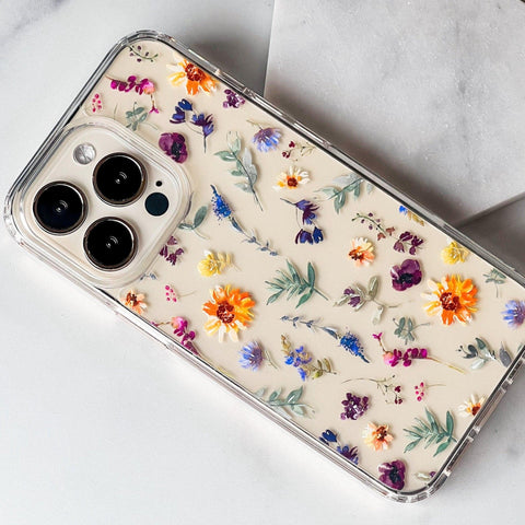 Aesthetic Sunflowers & Wild Flower Phone Case For iPhone 13 Pro Max 12 Mini 11 XR XS 7 8 Plus SE 2022  Watercolor Spring Floral Design Feat