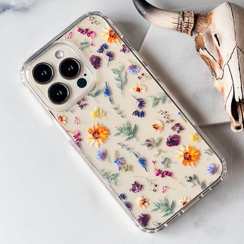 Aesthetic Sunflowers & Wild Flower Phone Case For iPhone 13 Pro Max 12 Mini 11 XR XS 7 8 Plus SE 2022  Watercolor Spring Floral Design Feat
