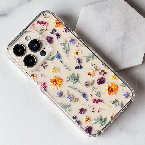 Aesthetic Sunflowers & Wild Flower Phone Case For iPhone 13 Pro Max 12 Mini 11 XR XS 7 8 Plus SE 2022  Watercolor Spring Floral Design Feat