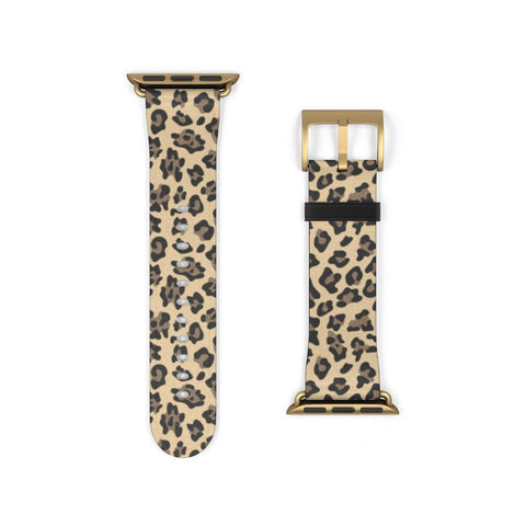 Shop The Tan Leopard Animal Print Apple Watch Band Exclusively at The Urban Flair - Trendy Faux/Vegan Leather iWatch Straps - Affordable Replacements Bands For Women