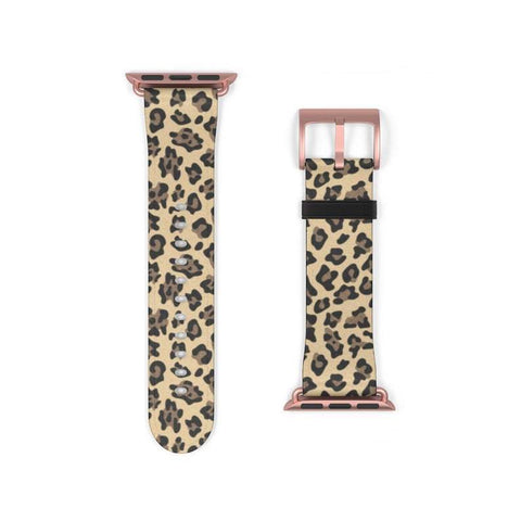 Shop The Tan Leopard Animal Print Apple Watch Band Exclusively at The Urban Flair - Trendy Faux/Vegan Leather iWatch Straps - Affordable Replacements Bands For Women