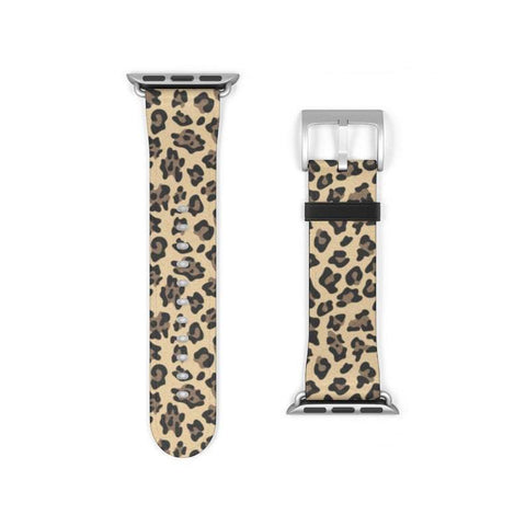 Shop The Tan Leopard Animal Print Apple Watch Band Exclusively at The Urban Flair - Trendy Faux/Vegan Leather iWatch Straps - Affordable Replacements Bands For Women
