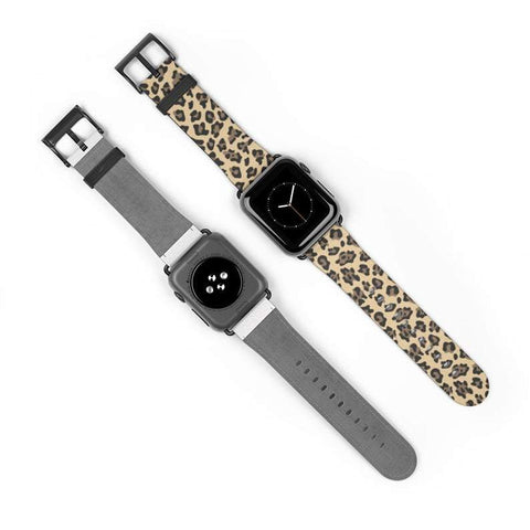 Shop The Tan Leopard Animal Print Apple Watch Band Exclusively at The Urban Flair - Trendy Faux/Vegan Leather iWatch Straps - Affordable Replacements Bands For Women