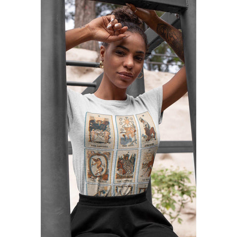 Tarot Card Tee Graphic Tshirt For Women Ladies Tee Shirt Aesthetic Witchy T-Shirt With Tarot Cards White S by The Urban Flair (Tarot Card Tee Graphic Tshirt For Women Ladies Tee Shirt Aesthetic Witchy T-Shirt With Tarot Cards)