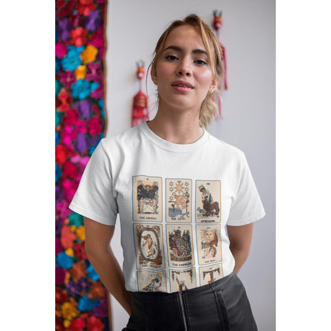 Tarot Card Tee Graphic Tshirt For Women Ladies Tee Shirt Aesthetic Witchy T-Shirt With Tarot Cards White S by The Urban Flair (Tarot Card Tee Graphic Tshirt For Women Ladies Tee Shirt Aesthetic Witchy T-Shirt With Tarot Cards)