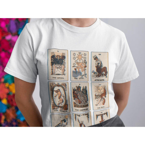 Tarot Card Tee Graphic Tshirt For Women Ladies Tee Shirt Aesthetic Witchy T-Shirt With Tarot Cards White S by The Urban Flair (Tarot Card Tee Graphic Tshirt For Women Ladies Tee Shirt Aesthetic Witchy T-Shirt With Tarot Cards)