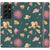 Galaxy S21 Ultra Teal Pressed Flowers Print Wallet Phone Case - The Urban Flair
