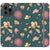 iPhone 13 Pro Max Teal Pressed Flowers Print Wallet Phone Case - The Urban Flair