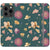 iPhone 13 Pro Teal Pressed Flowers Print Wallet Phone Case - The Urban Flair