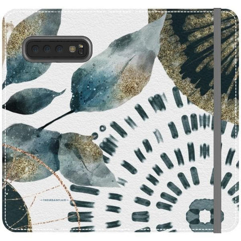 Galaxy S10 Plus Teal Watercolor Abstract Collage Wallet Phone Case - The Urban Flair