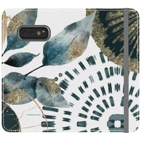Galaxy S10e Teal Watercolor Abstract Collage Wallet Phone Case - The Urban Flair