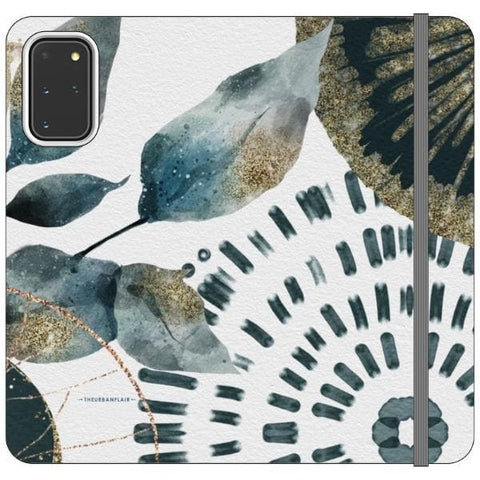 Galaxy S20 Plus Teal Watercolor Abstract Collage Wallet Phone Case - The Urban Flair