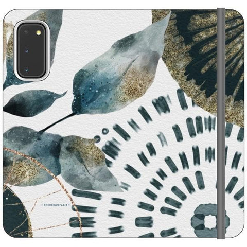 Galaxy S20 Teal Watercolor Abstract Collage Wallet Phone Case - The Urban Flair