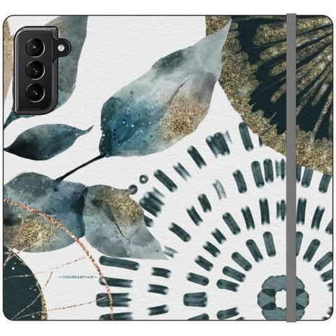 Galaxy S21 Plus Teal Watercolor Abstract Collage Wallet Phone Case - The Urban Flair