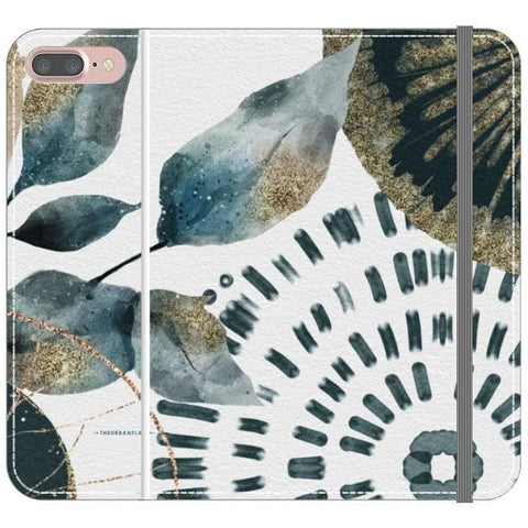 iPhone 7 Plus/8 Plus Teal Watercolor Abstract Collage Wallet Phone Case - The Urban Flair
