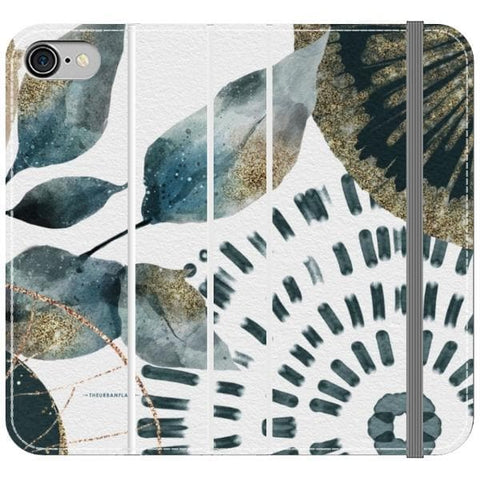 iPhone 7/8/SE 2020 Teal Watercolor Abstract Collage Wallet Phone Case - The Urban Flair