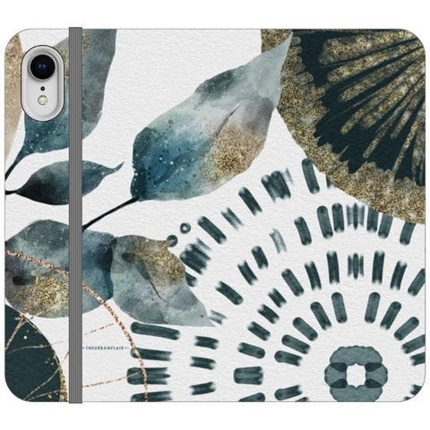 iPhone XR Teal Watercolor Abstract Collage Wallet Phone Case - The Urban Flair