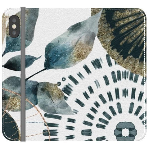 iPhone X/XS Teal Watercolor Abstract Collage Wallet Phone Case - The Urban Flair