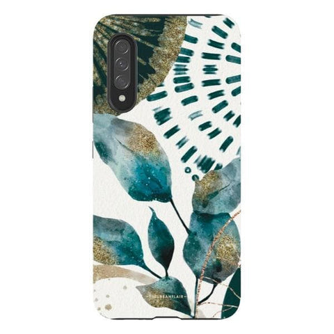 Galaxy A90 5G Gloss (High Sheen) Teal Watercolor Foliage Tough Phone Case - The Urban Flair