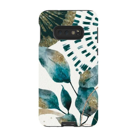 Galaxy S10e Gloss (High Sheen) Teal Watercolor Foliage Tough Phone Case - The Urban Flair