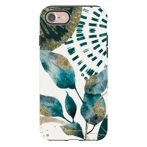 Teal Watercolor Foliage Tough Phone Case iPhone 7/8 Satin [Semi-Matte] exclusively offered by The Urban Flair