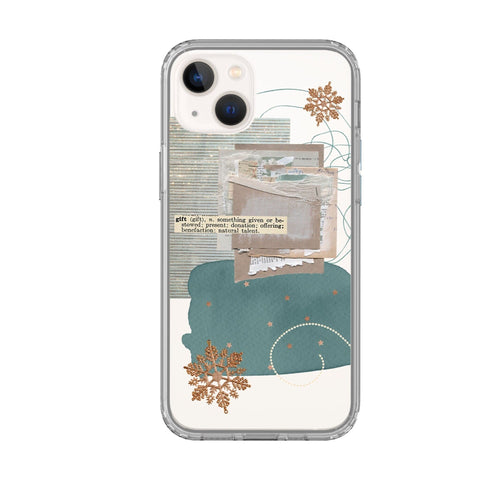 Teal Winter Scraps Collage Clear Phone Case For iPhone 13 12 Mini 11 Pro Max XR XS 7 8 Plus SE 2020 Galaxy S20 Fe S21 Ultra Aesthetic Design Feat