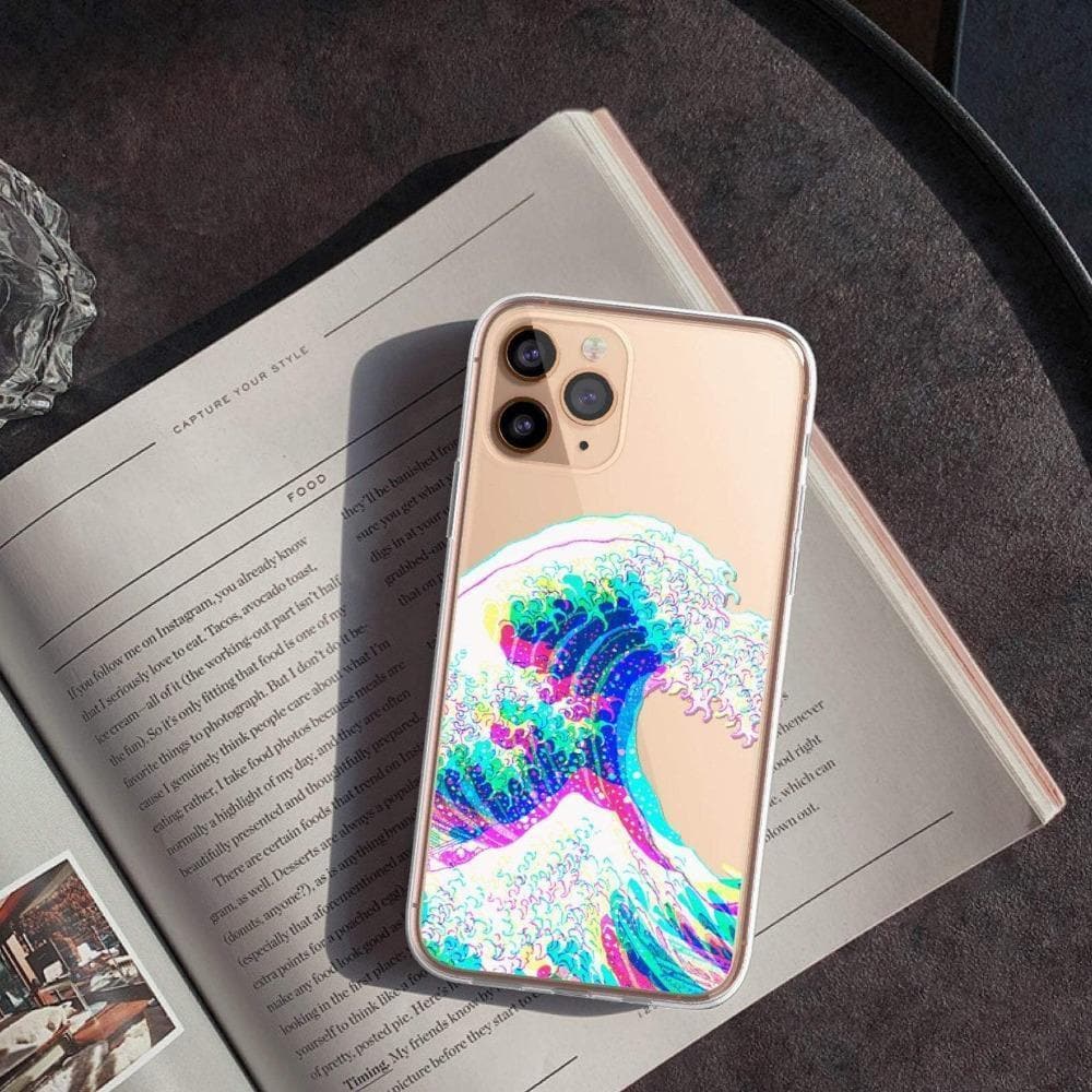 The Great Wave Glitch Clear Phone Case The Great Wave Glitch Clear Phone Case