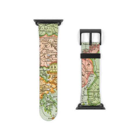 Shop The Travel Map Apple Watch Band Exclusively at The Urban Flair - Trendy Faux/Vegan Leather iWatch Straps - Affordable Replacements Bands For Women
