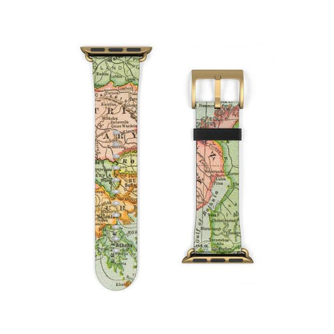 Shop The Travel Map Apple Watch Band Exclusively at The Urban Flair - Trendy Faux/Vegan Leather iWatch Straps - Affordable Replacements Bands For Women