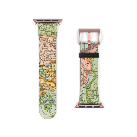 Shop The Travel Map Apple Watch Band Exclusively at The Urban Flair - Trendy Faux/Vegan Leather iWatch Straps - Affordable Replacements Bands For Women