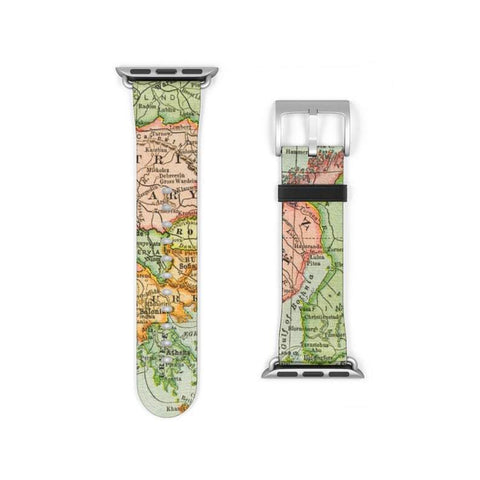 Shop The Travel Map Apple Watch Band Exclusively at The Urban Flair - Trendy Faux/Vegan Leather iWatch Straps - Affordable Replacements Bands For Women
