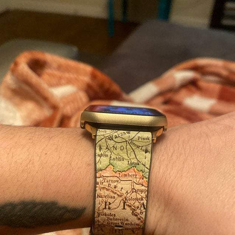 Shop The Travel Map Apple Watch Band Exclusively at The Urban Flair - Trendy Faux/Vegan Leather iWatch Straps - Affordable Replacements Bands For Women