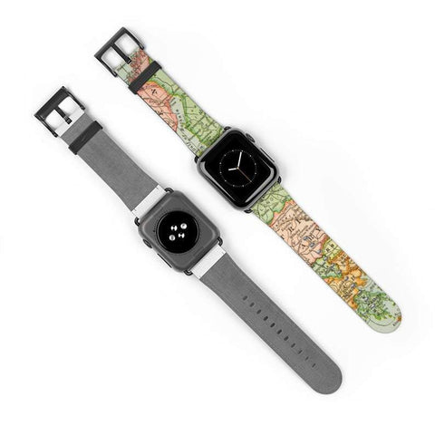 Shop The Travel Map Apple Watch Band Exclusively at The Urban Flair - Trendy Faux/Vegan Leather iWatch Straps - Affordable Replacements Bands For Women