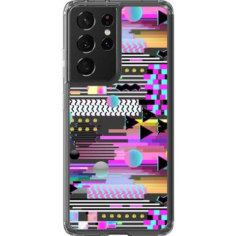 Galaxy S21 Ultra Trippy 90s Glitch Clear Phone Case - The Urban Flair