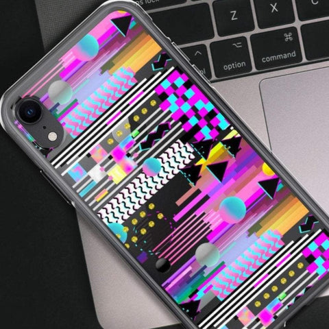 Trippy 90s Glitch Clear Phone Case iPhone 12 11 Pro Max XS Max XR X 7 Plus 8 Plus Galaxy S20 S10 Cover With Memphis Design iPhone 12 Pro Max by The Urban Flair (Trippy 90s Glitch Clear Phone Case iPhone 12 11 Pro Max XS Max XR X 7 Plus 8 Plus Galaxy S20 S10 Cover With Memphis Design) Feat