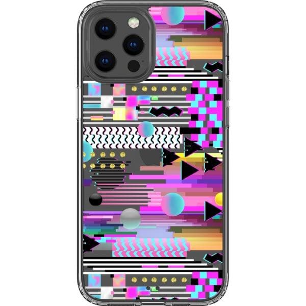 Trippy 90s Glitch Clear Phone Case by The Urban Flair