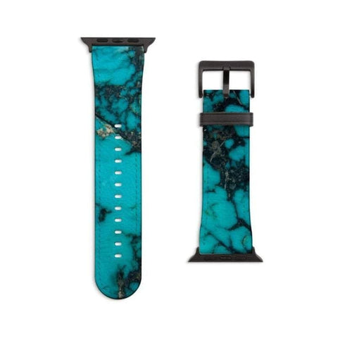 Shop The Turquoise Stone Print Apple Watch Band Exclusively at The Urban Flair - Trendy Faux/Vegan Leather iWatch Straps - Affordable Replacements Bands For Women