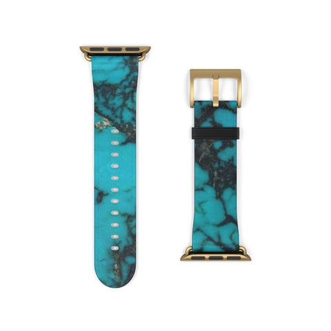 Shop The Turquoise Stone Print Apple Watch Band Exclusively at The Urban Flair - Trendy Faux/Vegan Leather iWatch Straps - Affordable Replacements Bands For Women