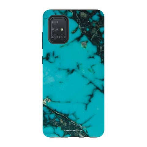 Galaxy A71 4G Gloss (High Sheen) Turquoise Stone Print Tough Phone Case - The Urban Flair