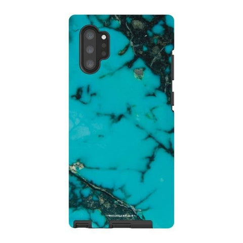 Galaxy Note 10 Plus Satin (Semi-Matte) Turquoise Stone Print Tough Phone Case - The Urban Flair