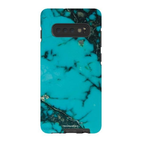 Galaxy S10 Plus Gloss (High Sheen) Turquoise Stone Print Tough Phone Case - The Urban Flair