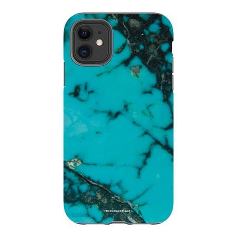 iPhone 11 Gloss (High Sheen) Turquoise Stone Print Tough Phone Case - The Urban Flair