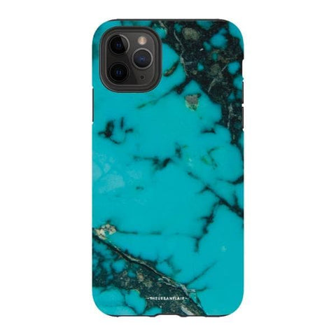 iPhone 11 Pro Max Satin (Semi-Matte) Turquoise Stone Print Tough Phone Case - The Urban Flair