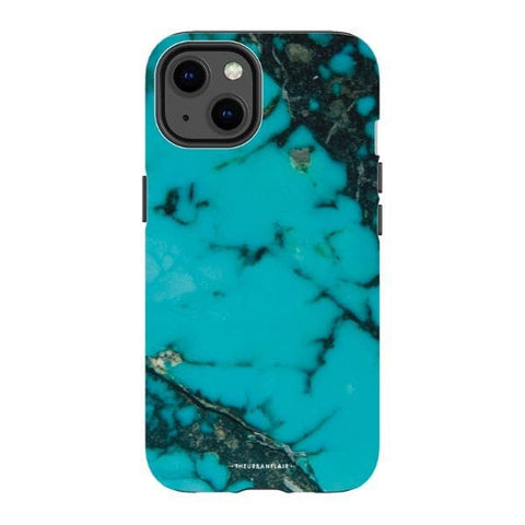 iPhone 13 Satin (Semi-Matte) Turquoise Stone Print Tough Phone Case - The Urban Flair