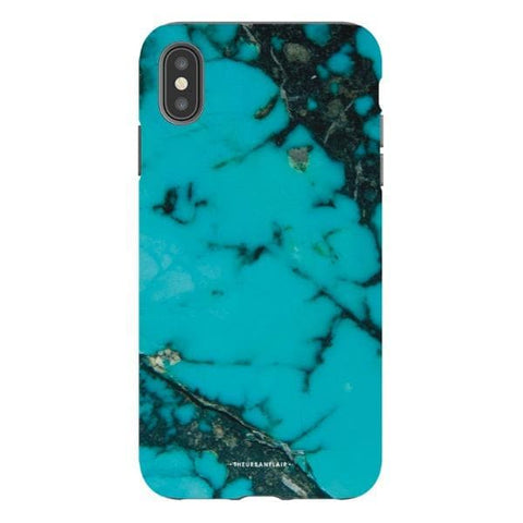 iPhone XS Max Gloss (High Sheen) Turquoise Stone Print Tough Phone Case - The Urban Flair