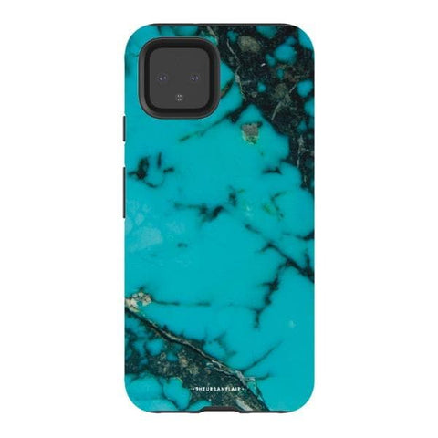 Pixel 4 Gloss (High Sheen) Turquoise Stone Print Tough Phone Case - The Urban Flair