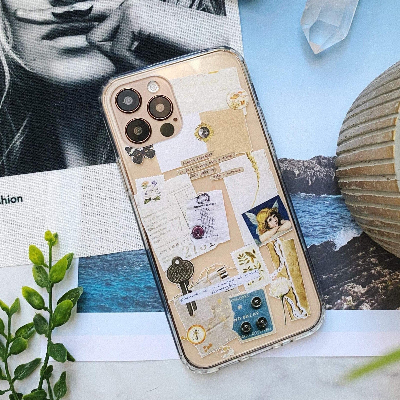 Vintage Collage Clippings Clear Phone Case Vintage Collage Clippings Clear Phone Case