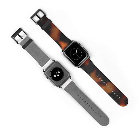 Shop The Warm Tone Tortoise Shell Apple Watch Band Exclusively at The Urban Flair - Trendy Faux/Vegan Leather iWatch Straps - Affordable Replacements Bands For Women