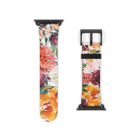 Shop The Watercolor Flowers Apple Watch Band Exclusively at The Urban Flair - Trendy Faux/Vegan Leather iWatch Straps - Affordable Replacements Bands For Women